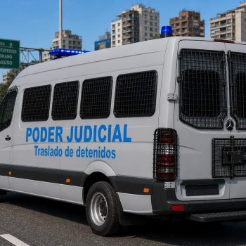 Camioneta para traslado de detenidos vista externa